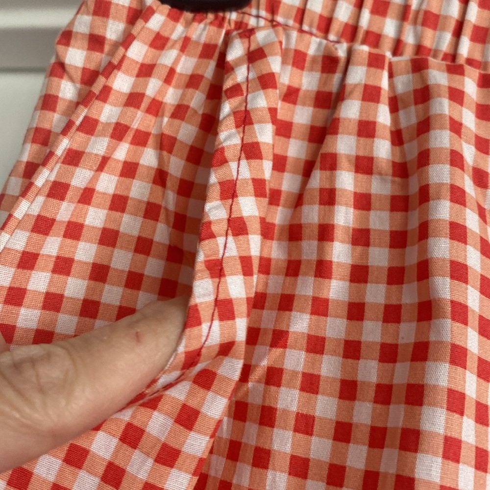 EUC LA GLOW "Coral 🪸 Red❤️ Gingham Check🏁 100% Cotton🙌🏻 Pants" Sz Small - Picture 3 of 10